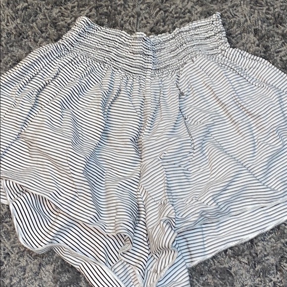 Pants - black and white striped shorts